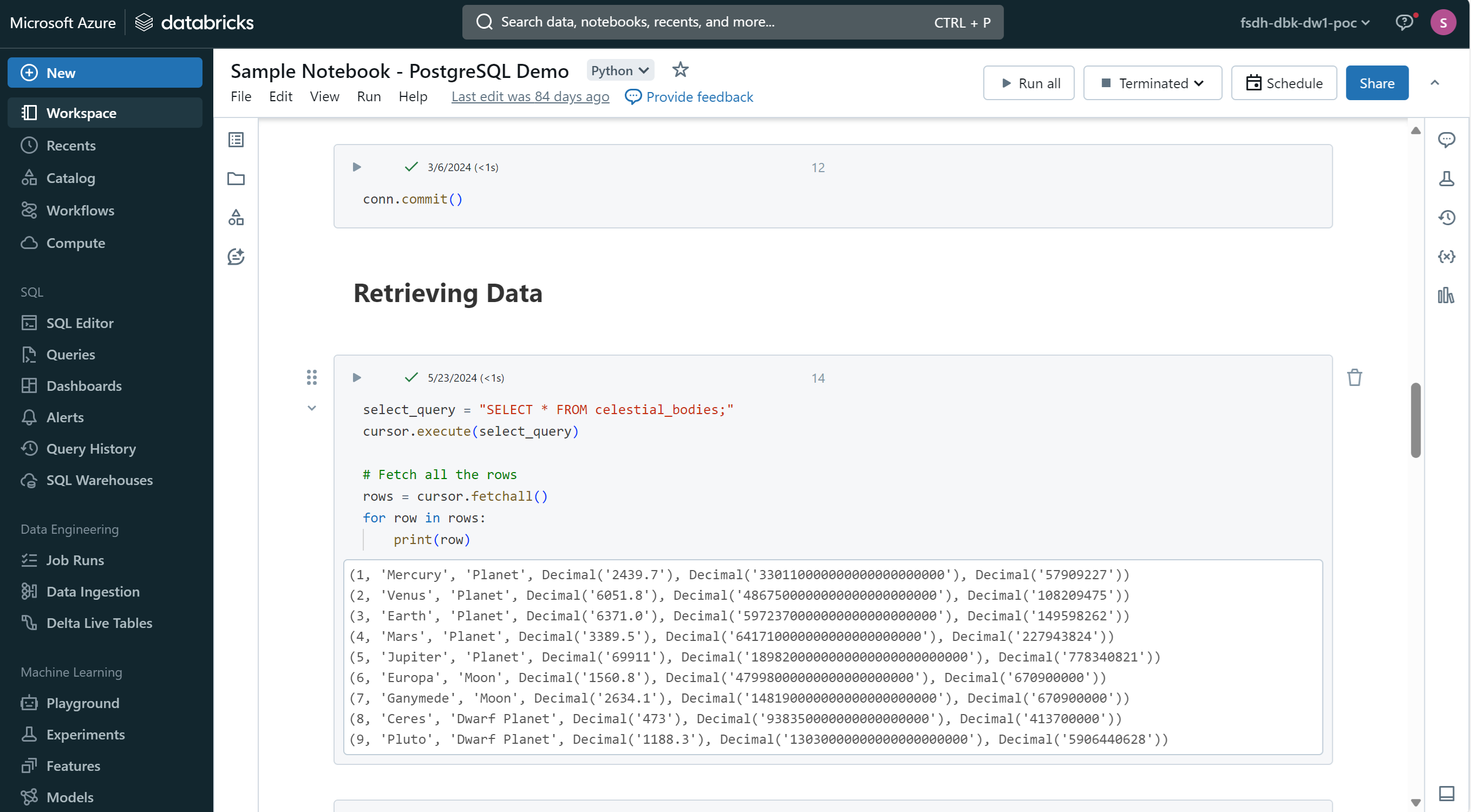 A sample Databricks Notebook