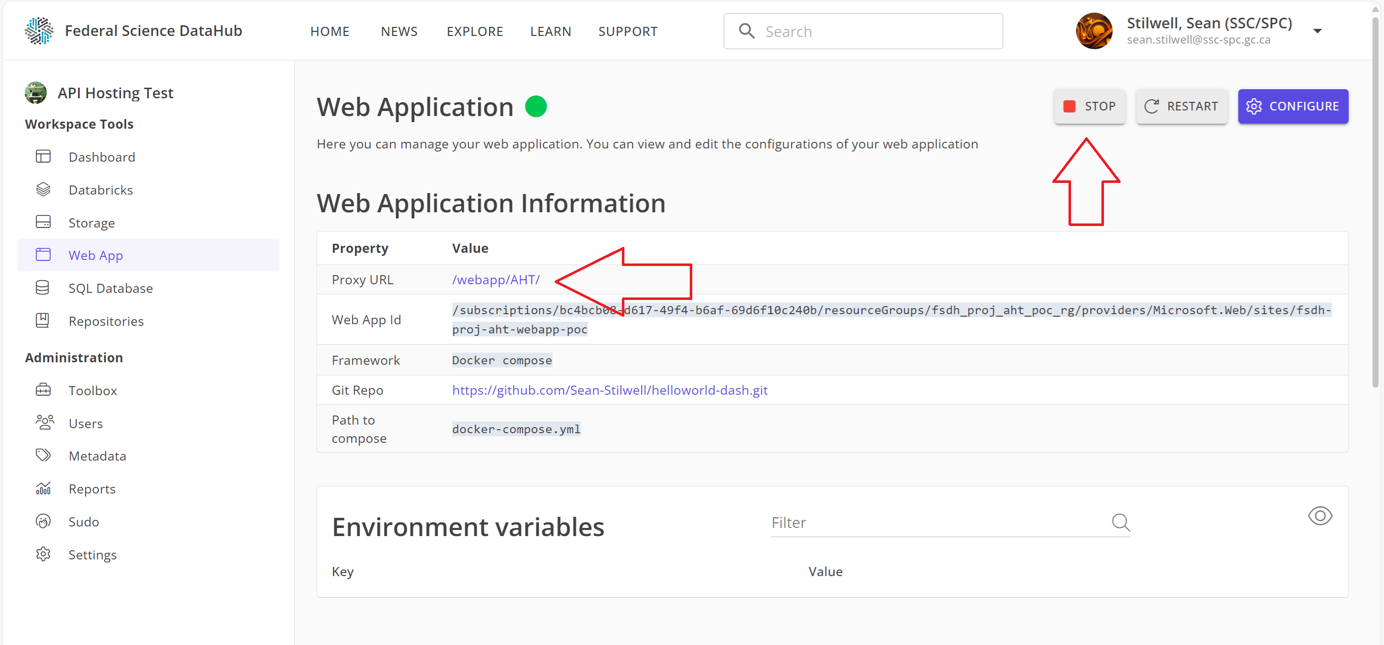 Accessing the proxy URL for your web application