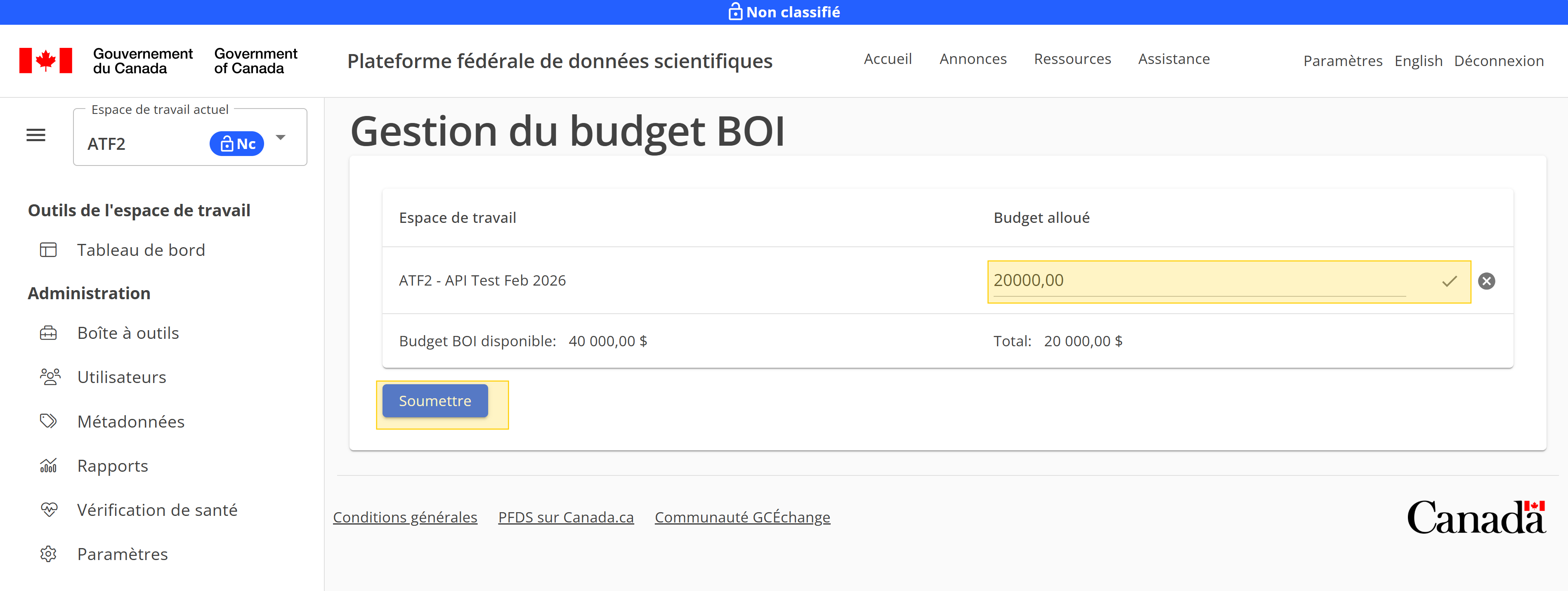 Modifier le budget BOI