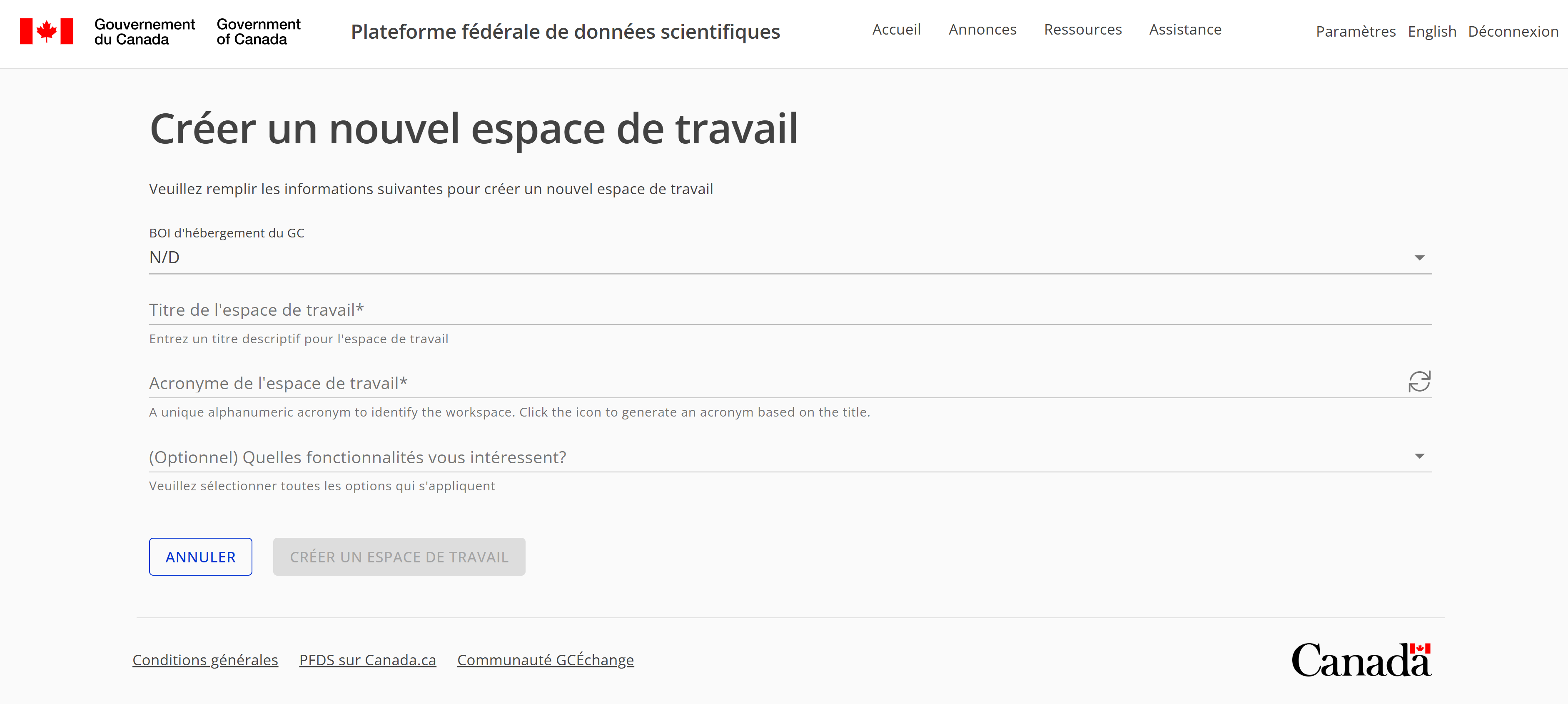 Créer un espace de travail