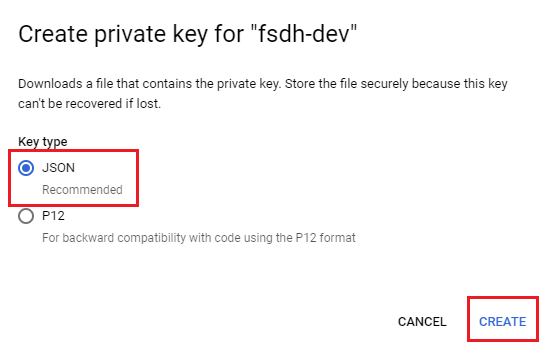Create private key dialog