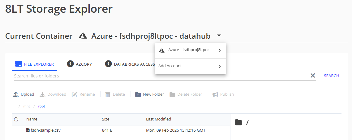 Current container dropdown