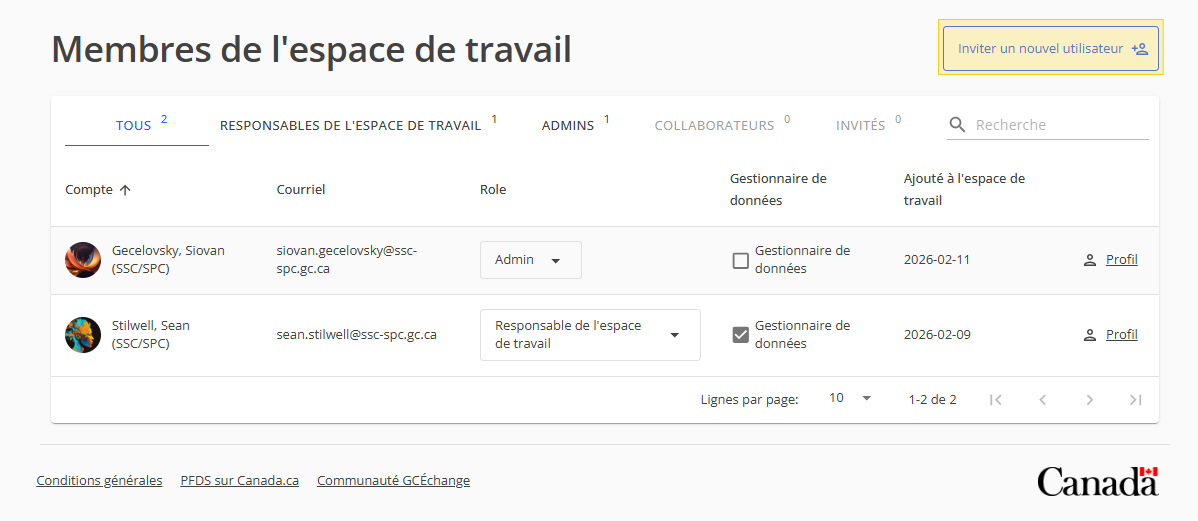 inviter un nouvel utilisateur