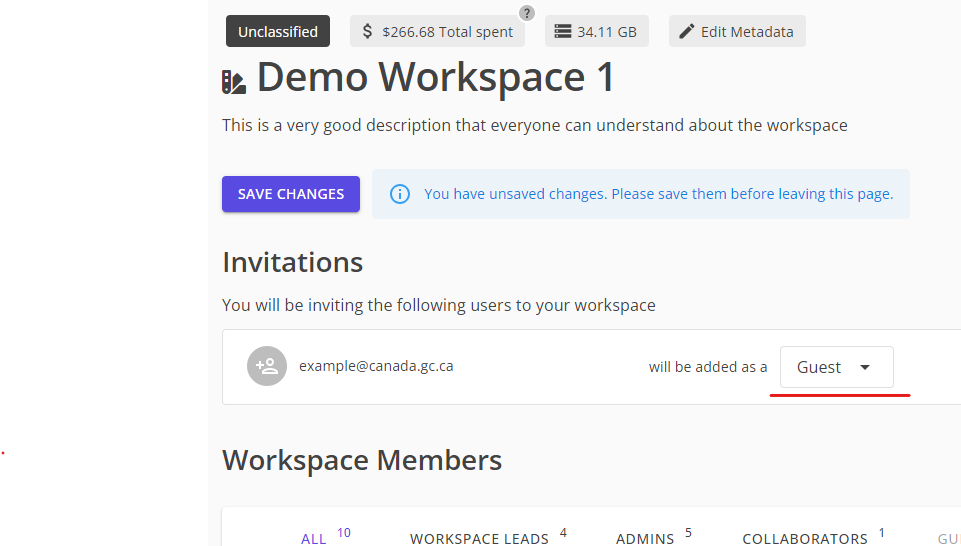 invite role dropdown
