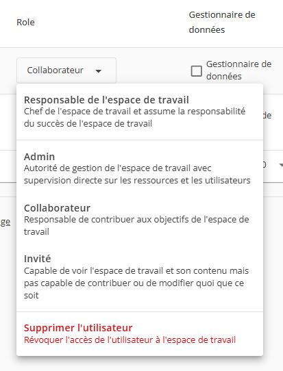 sélectionner le rôle
