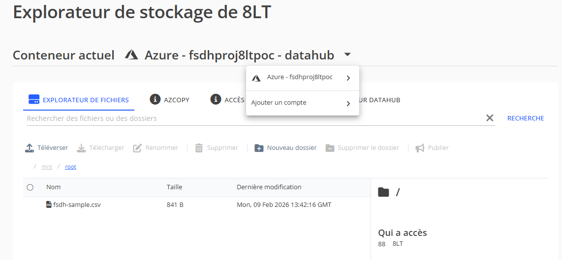 Menu déroulant Conteneur actuel